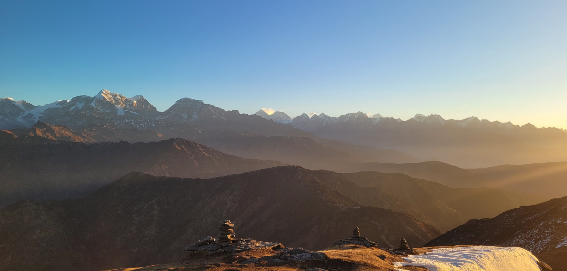 pikey peak trek zicht op mount everest