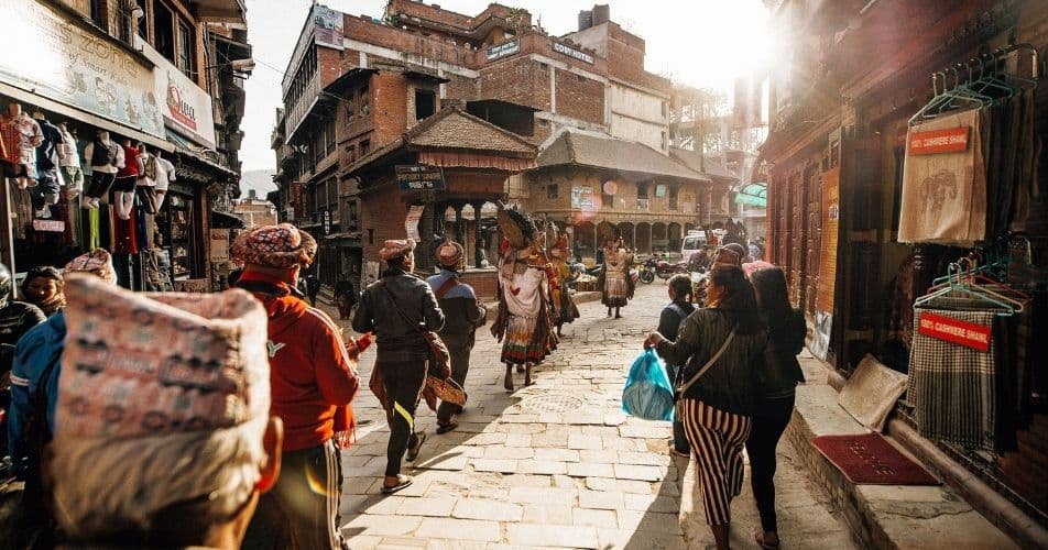 Busy street in Kathmandu, chaos and rest at the same time