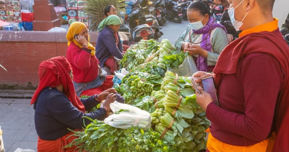 Vegetable vendor in the Nepalese streets